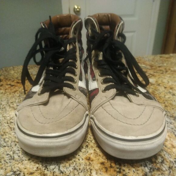 Vans Women’s 9/Mens 7.5 Shoes Aztec Woven & Leather Hi-Tops Skater Sk-8 Hi main image 4